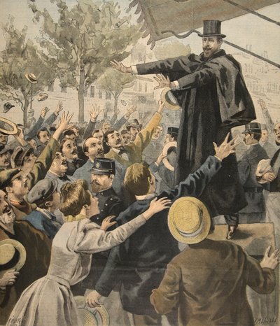 Deroulede találkozó: a kijáratnál, illusztráció a Le Petit Journal: Supplement illustre, 1898. október 9. alkotó: French School