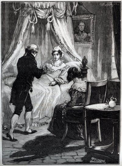 Berry hercegné (Marie Caroline, a két Szicília hercegnője, Berry hercegnője (1798-1870) a Blay-erődben fogadja Louis Charles Deneux doktort (1767-1846) - Metszet - alkotó: French School