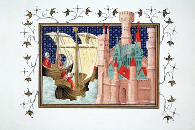 Salisbury hercege Írországból érkezik a Conway kastélyba, fakszimile másolata Jean Creton Le Prince et Mort du Roy Richartból, nyomtatva 19. század alkotó: French School