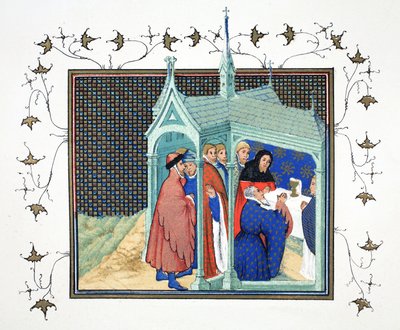 Northumberland grófja a Conway-kastély kápolnájában tartott nagymisén áruló és végzetes esküt tesz, fakszimile másolata Jean Creton Le Prinse et Mort du Roy Richart-jából, újranyomva XIX. alkotó: French School