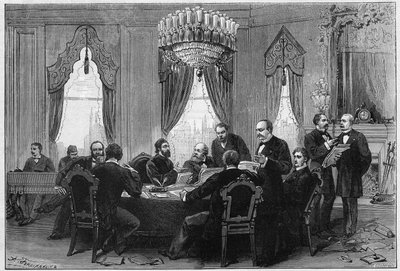 A keleti háború (1875-1878) orosz török háborúnak (orosz-török) is nevezett: a diplomaták december 23-án találkoztak a konstantinápolyi plenáris konferencián az Admiraute palotában. alkotó: French School