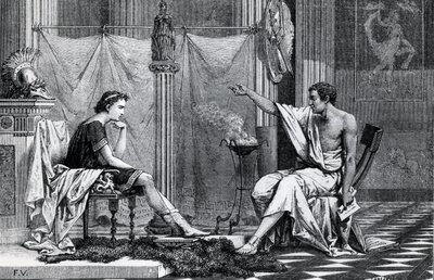 Arisztotelész (Kr. e. 384-322) Nagy Sándor (Kr. e. 356-323) nevelése L. Figuier könyvéből alkotó: French School
