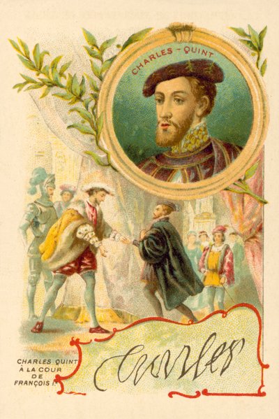 V. Károly császár I. Ferenc francia udvarában (chromolitho) alkotó: French School