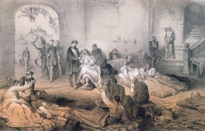 III. Napóleon császár meglátogatta a sebesült katonákat a solferinói csata után, 1859. június 24. alkotó: French School