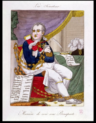 Az ex szenátor, a gazdagság és a korrupció karikatúrája Napóleon idején alkotó: French School