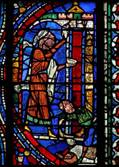 Az Exodus történet: az ajtó szemöldökét egy feláldozott bárány vére jelzi (lent) húsvétkor (w37) alkotó: French School