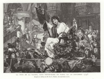 Az értelem fesztiválja a Notre Dame de Paris-ban, 1793. november 10 alkotó: French School