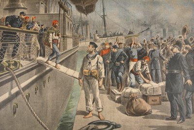 Az első foglyok Key Westben a spanyol-amerikai háború idején, illusztráció a Le Petit Journal: Supplement illustre, 1898. május 8. alkotó: French School