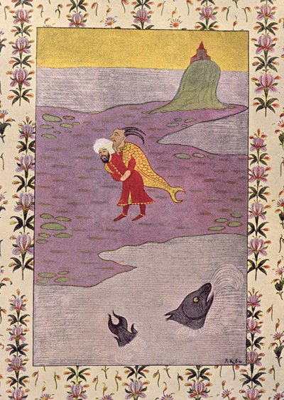Szindbád negyedik útja, Szindbád, a tengerész illusztrációja, Az Arab éjszakák, 1895-ből (színes metszet) alkotó: French School