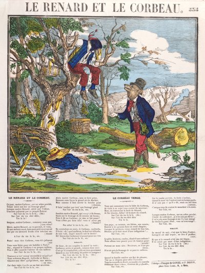 A róka és a varjú, 1840 körül (színes metszet) alkotó: French School