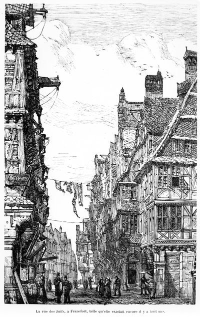 A Frankfurt Judengasse, 1860-70 körül alkotó: French School