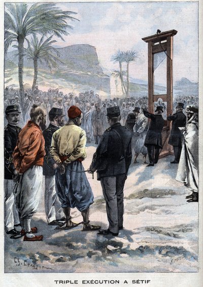 A francia guillotine három lázadót az algériai Setifnél - a "Le Petit Parisien"-ben alkotó: French School