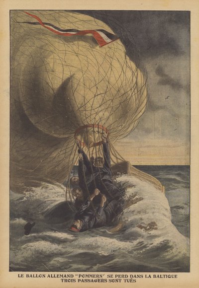 Lezuhan a német Pommern ballon a Balti-tengerben (színes litó) alkotó: French School