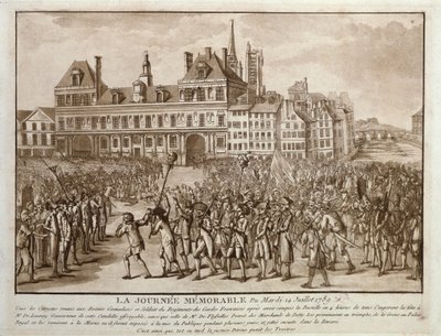 Launay és Flesselles feje a Hotel de Ville előtt sétálgat, 1789. július 14. alkotó: French School