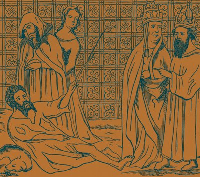 "A Remete kényszeríti Robert le Diable-t, hogy kijelentse kilétét" alkotó: French School