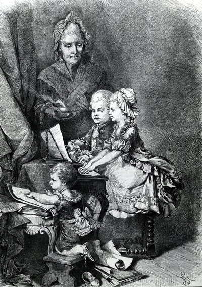 A csecsemő Mozart zongorázik alkotó: French School