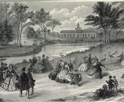 The Jardin dAcclimatation, Párizs, 1855 (bw metszet) alkotó: French School