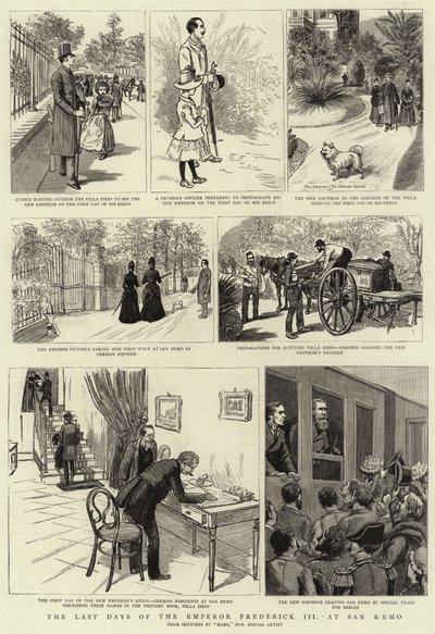 III. Frigyes császár utolsó napjai San Remóban (metszet) alkotó: French School