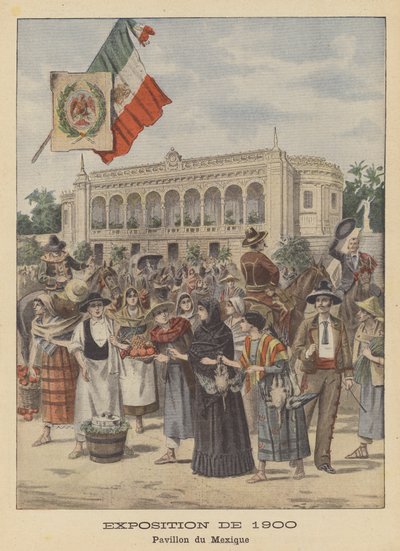 A mexikói pavilon az Exposition Universelle 1900-ban Párizsban (színes litó) alkotó: French School