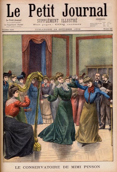 A Mimi Pinson zene- és tánciskola. Mimi Pinson konzervatóriuma. Illusztráció a Le petit Journal számára alkotó: French School