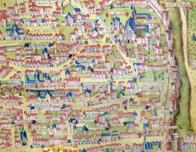 A Montagne Sainte-Genevieve, 1540 körül készült párizsi terv részlete, Plan de la Gouache, 1860 körül alkotó: French School