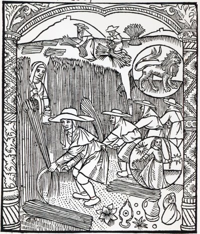 Augusztus hónapja, a pásztorok naptárából, 1496 alkotó: French School