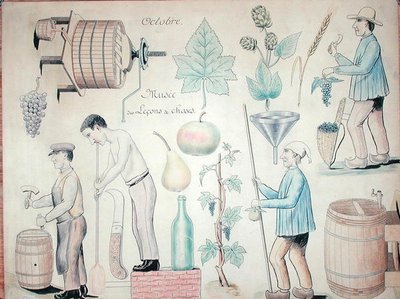 Október hónap: Bortermelés (toll és tus, színes ceruza, papír) alkotó: French School