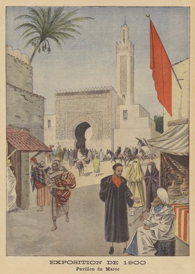 A marokkói pavilon a párizsi Universelle 1900-as kiállításon (színes litó) alkotó: French School