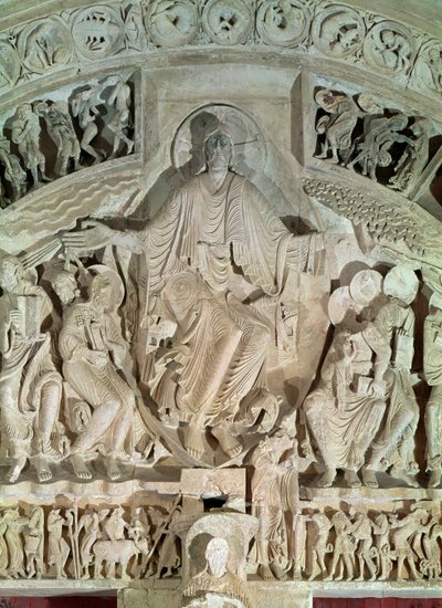 Pünkösd, a központi portál timpanonjáról, 1120 körül alkotó: French School