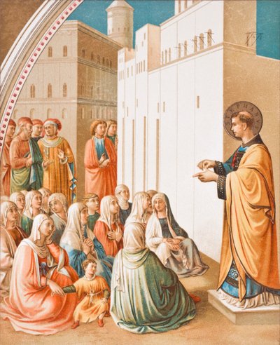 Szent István prédikációja, Fra Angelico freskófestménye nyomán, Paul Lacroix pub: Tudomány és irodalom a középkorban c. London 1878 alkotó: French School