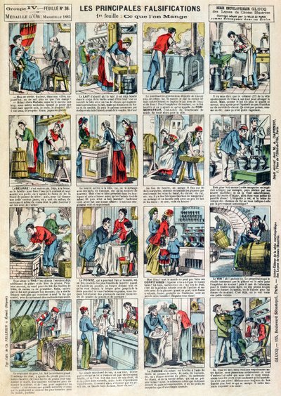 A táplálkozási hamisítás fő formái, 1883 körül alkotó: French School