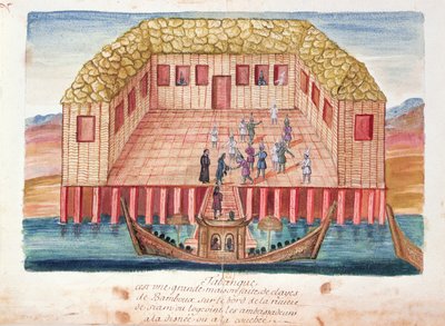 A francia nagykövetek sziámi rezidenciája, a sziámi jezsuiták beszámolójából, 1688 (wc papíron) alkotó: French School