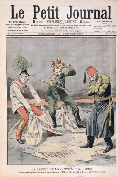A keleti országok és a Balkán ügyének újjáéledése, borítóillusztráció a Le Petit Journalból, 1908. október 18. (színes metszet) alkotó: French School