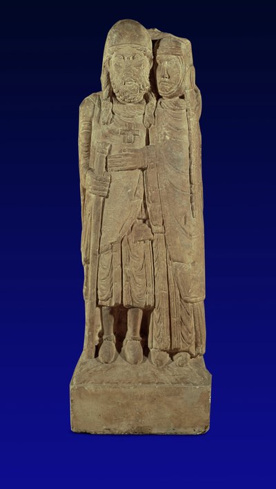 A keresztes lovag visszatér, Hugh de Vaudemont felesége átölelve, a belvali kolostor kolostorából, Portieux közelében, Lotaringiában alkotó: French School