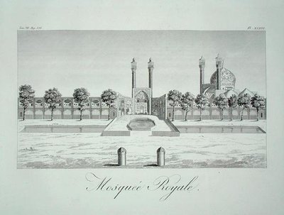 Az iszfaháni királyi mecset, a "Sir John Chardin utazásai perzsában" című művéből, L. Langles, pub. 1811-ben (metszet) alkotó: French School