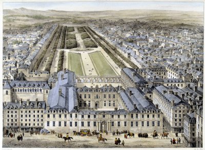 A királyi palota 1679-ben, a Szent Honoré utcából nézve - litográfia alkotó: French School