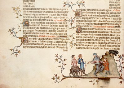 Izsák feláldozása, Jean de Sy Bibliájából, 1355 körül alkotó: French School