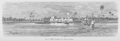 A Saint-Louis folyó 1720-ban, Szenegál, illusztráció Louis Leon Faidherbe „Le Senegal...” című művéből alkotó: French School