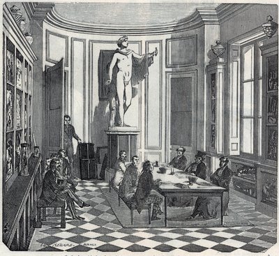 A Párizsi Orvostudományi Iskola - vizsga a műszerteremben - Edmond Texier 1852-es metszete „Tableau-de-Paris”-ban alkotó: French School
