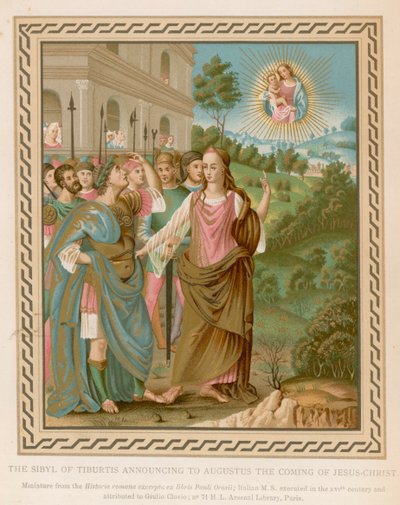 Tiburtis Szibillája, amely Augustusnak hirdeti Jézus Krisztus eljövetelét (chromolitho) alkotó: French School
