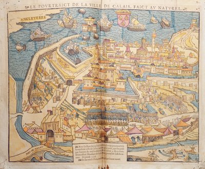 Calais ostroma, 1558 (színes fametszet) alkotó: French School
