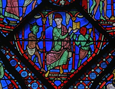 A Szent Jakab ablak: Almogines (Hermogines) démonokat támaszt (w5) alkotó: French School