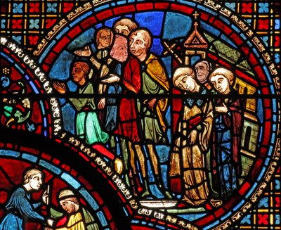 St Lubin ablaka: körmenet elhagyja a templomot (w45) alkotó: French School