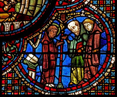 St Lubin ablaka: meditációit két szerzetes szakítja meg (w45) alkotó: French School