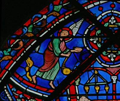 A Szent Tamás ablak: angyalok járnak Szent Tamás sírjához (w23) alkotó: French School