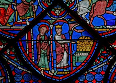 A Szent Tamás ablak: aranyat mutat neki a király (w23) alkotó: French School