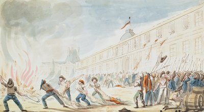 A Tuileriák elfoglalása, 1792. augusztus 10. (színes metszet) alkotó: French School