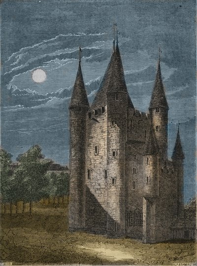 A templom, egy középkori erőd Párizsban - La Tour du Temple, a királyi család fogva tartási helye alkotó: French School