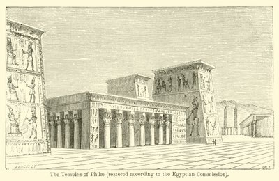 Philae templomai, az Egyiptomi Bizottság szerint restaurálva (metszet) alkotó: French School