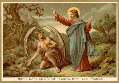 Krisztus megkísértése (chromolitho) alkotó: French School